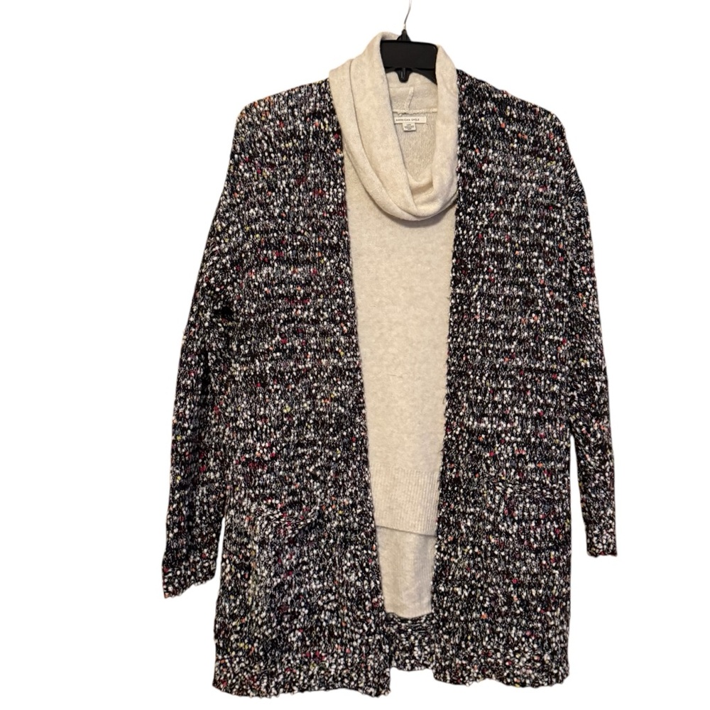 Black cardigan with rainbow color accents, size‎ large